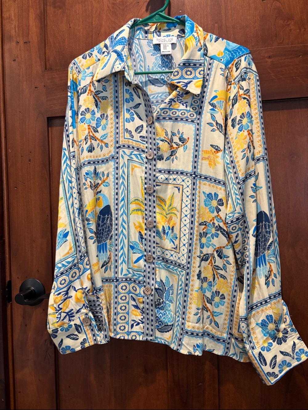 Rachel Zoe Blue, Yellow & Cream Printed Blouse